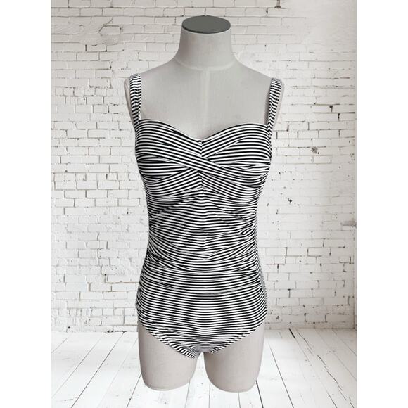 Nip Tuck Womens Beach Sorrento Stripe Joanne Tummy Control Swimsuit Size 8 - Picture 2 of 11